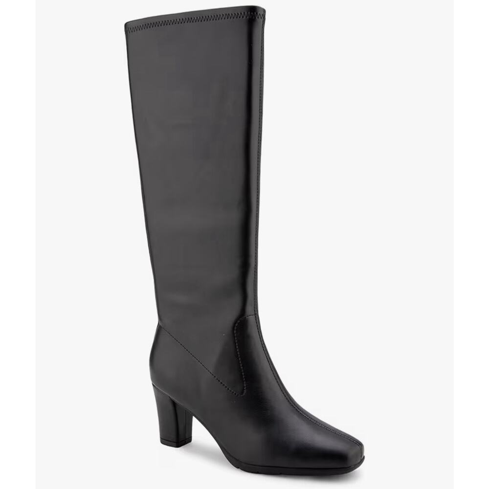 NIB Aerosoles Chai Knee High Boots Black Stretch Size 10 Women Square NEW IN BOX - Picture 15 of 16